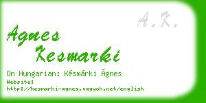 agnes kesmarki business card