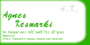 agnes kesmarki business card